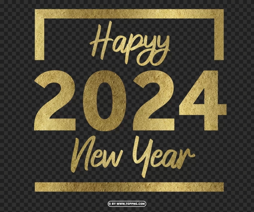 2024 gold happy new year design High-resolution PNG images with transparent background