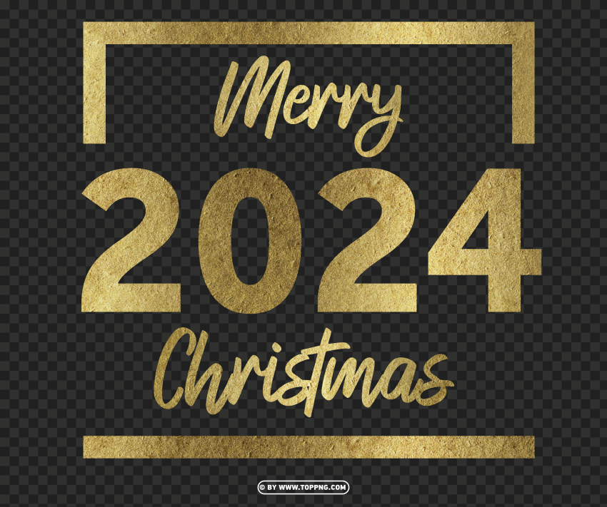 2024 gold merry christmas design Transparent picture PNG