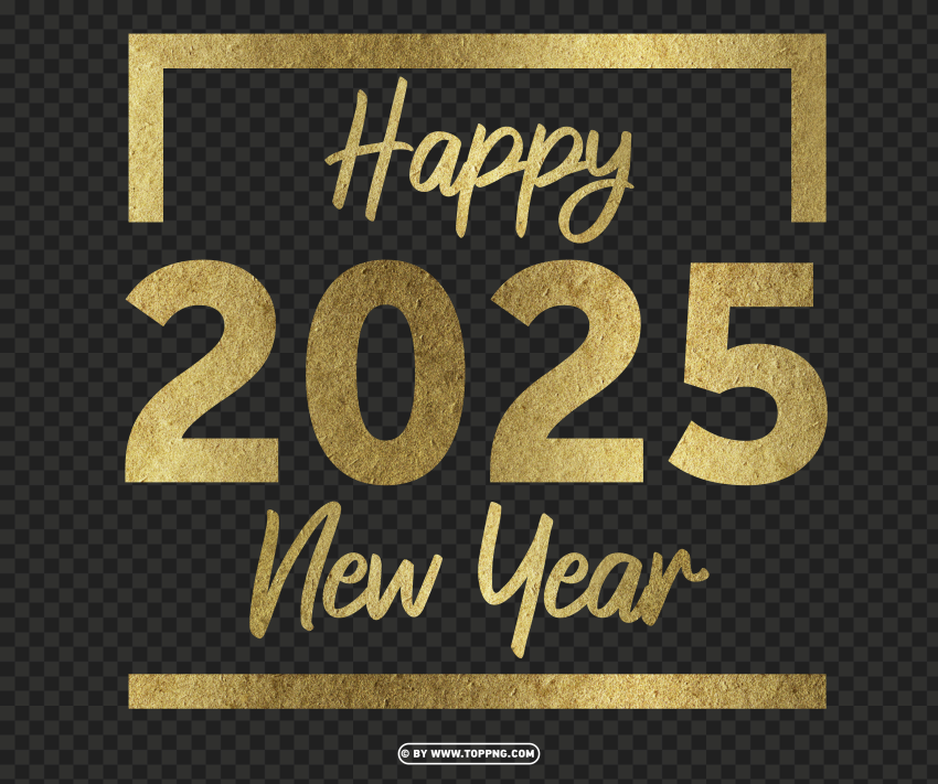 2025 gold happy new year design Transparent PNG art