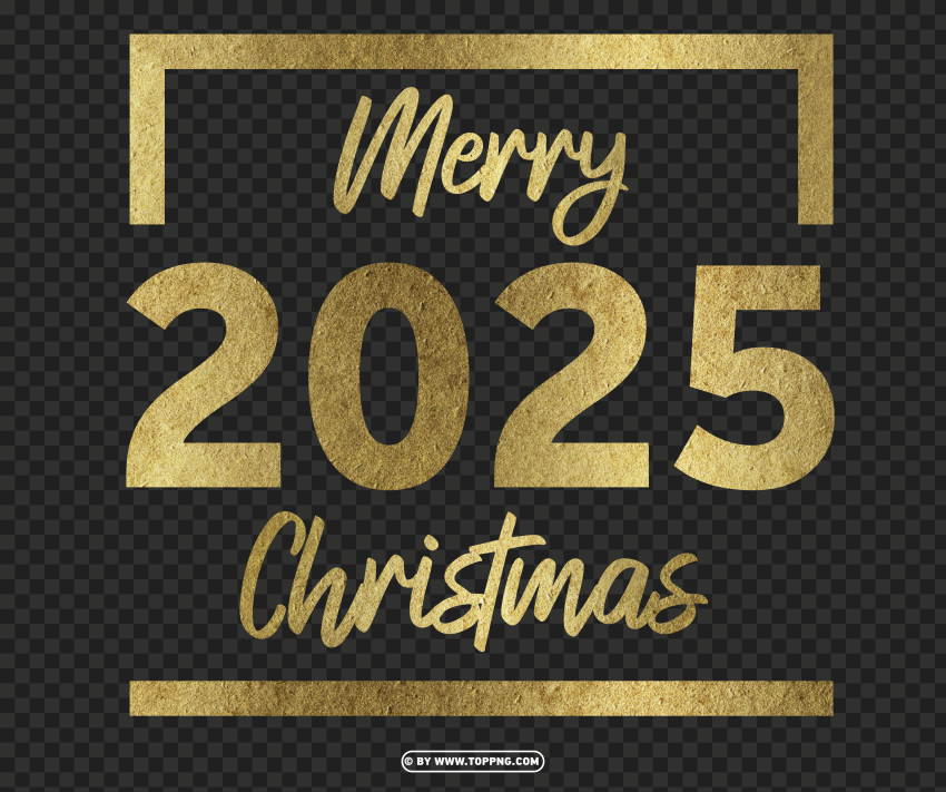 2025 gold merry christmas design Transparent PNG Artwork with Isolated Subject