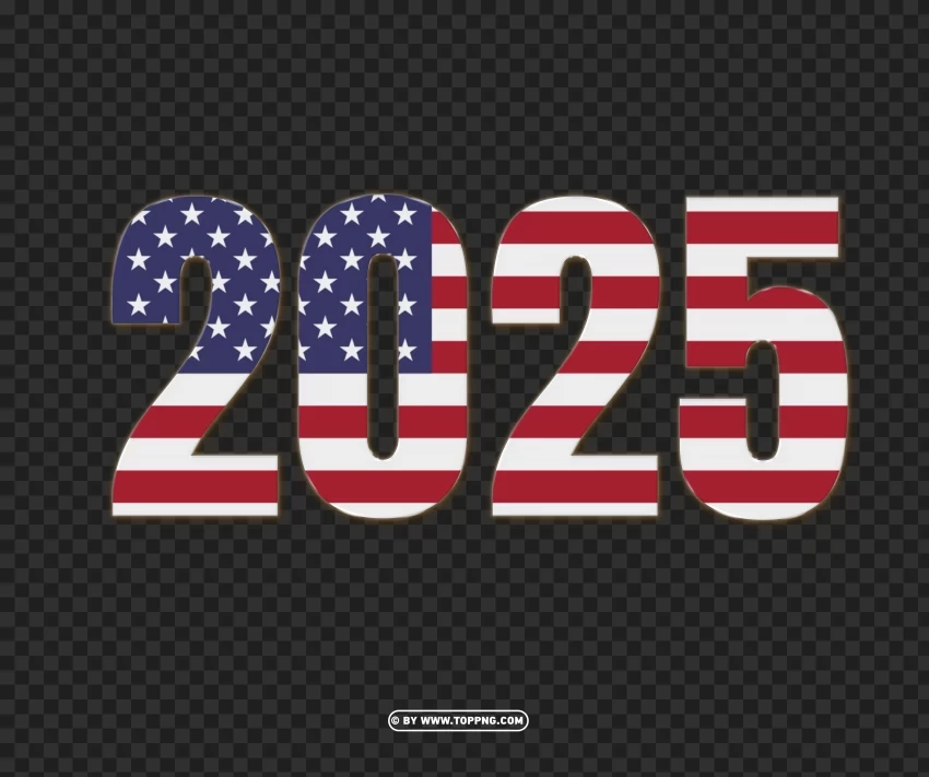 2025 text as usa flag image PNG graphics with alpha channel pack