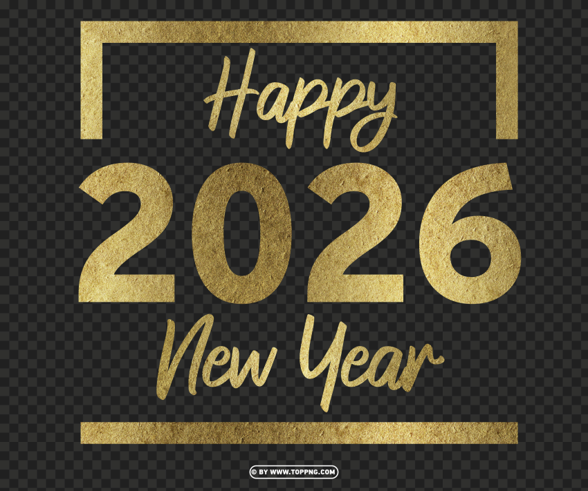 2026 gold happy new year design Transparent PNG artworks for creativity
