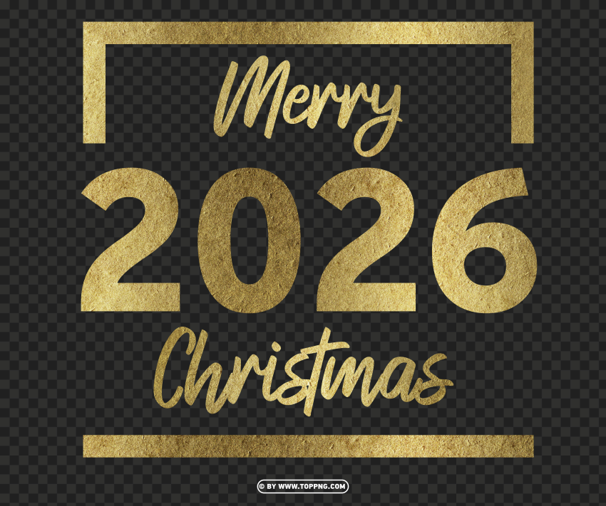 2026 gold merry christmas design Transparent PNG download