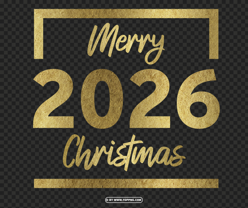 2026 Gold Merry Christmas Design Transparent PNG Download