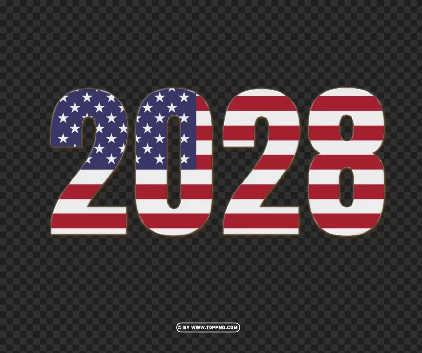 2028 usa flag typography transparent PNG graphics with clear alpha channel