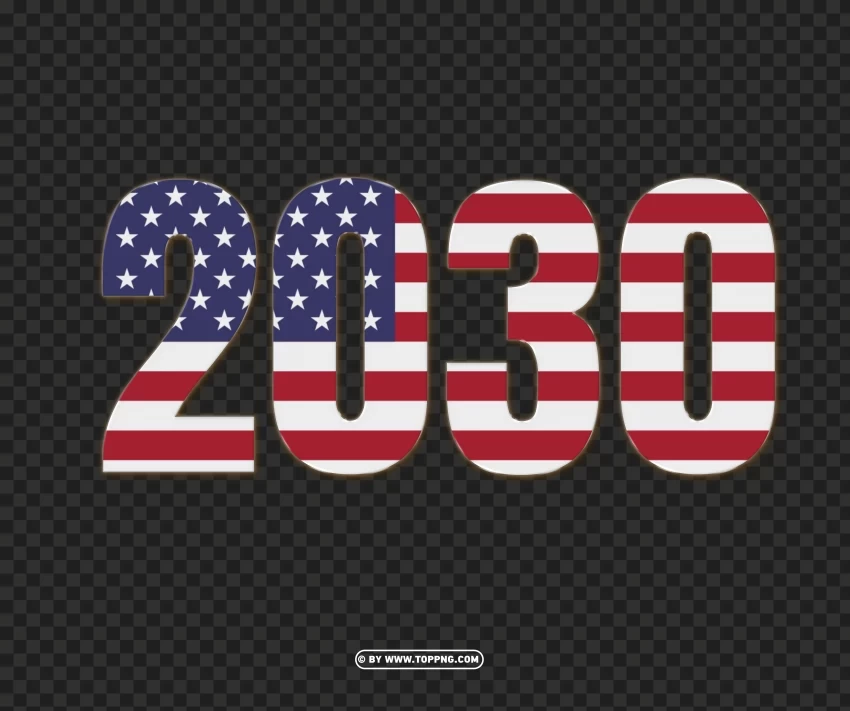2030 usa flag font in transparent format PNG graphics with clear alpha channel broad selection