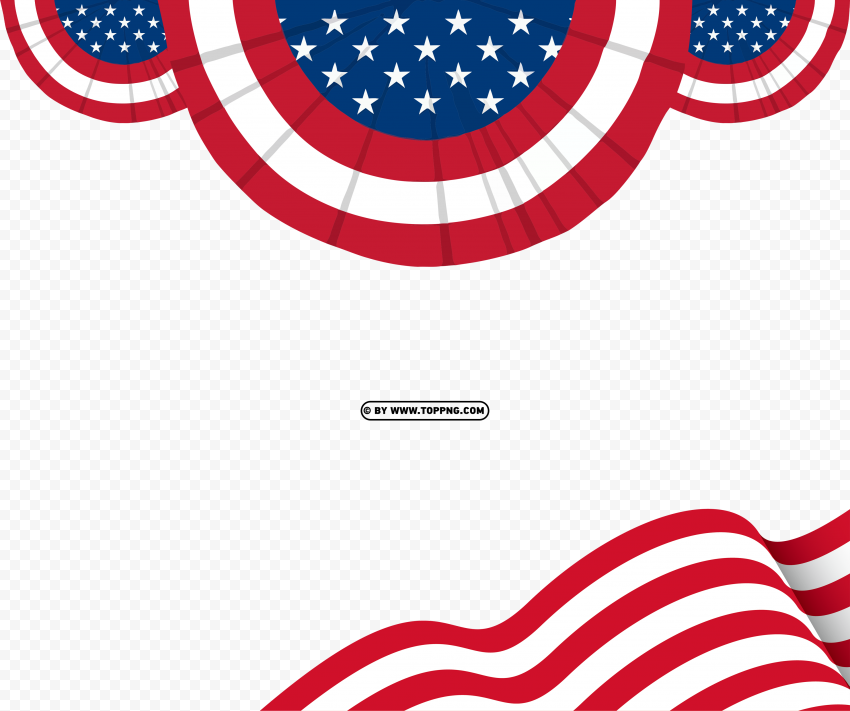 American Flag Bunting Abstract PNG Graphic Isolated on Clear Background