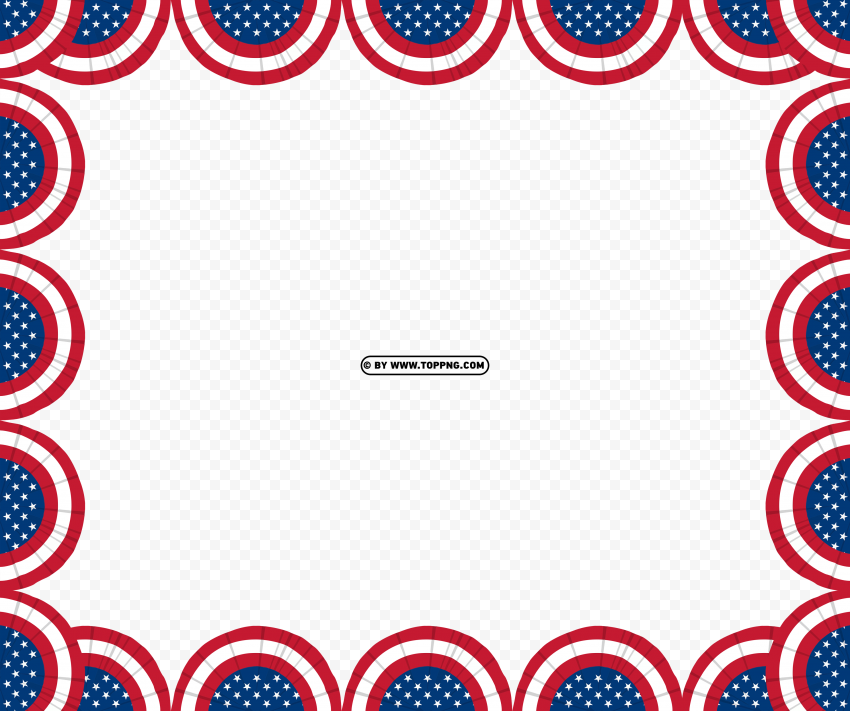 american flag in bunting decoration frame Semi Circle PNG Graphic Isolated on Clear Background Detail
