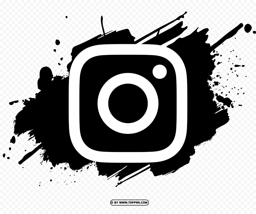 Black brush stroke Instagram logo PNG Image with Isolated Graphic