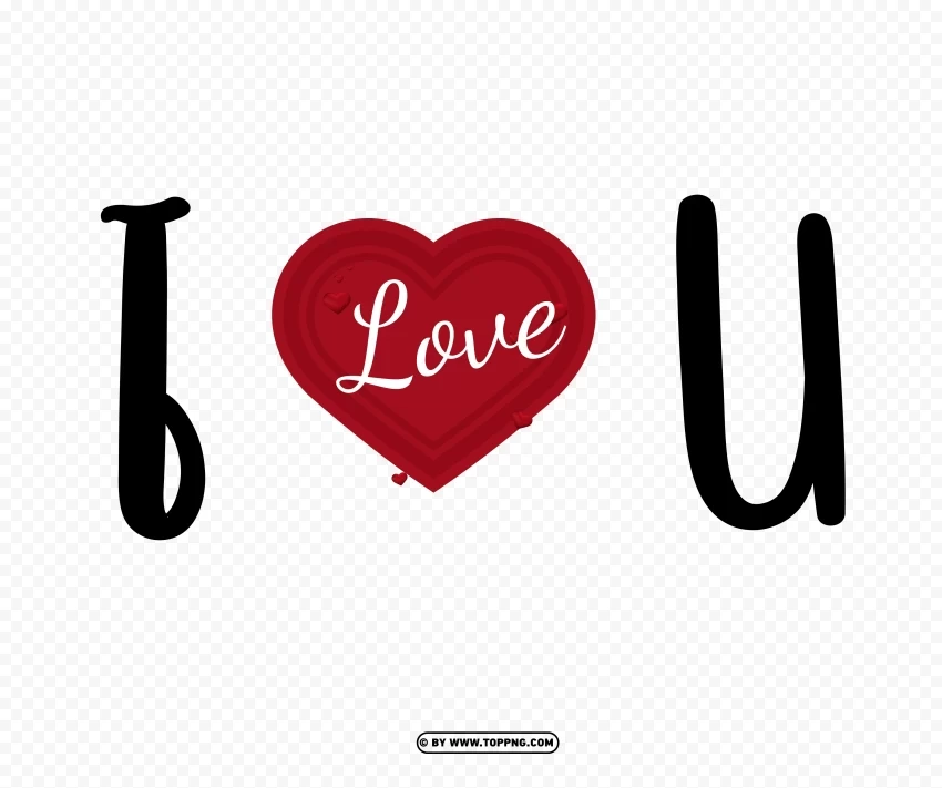 black red i heart u love valentines hd Isolated Object with Transparent Background PNG
