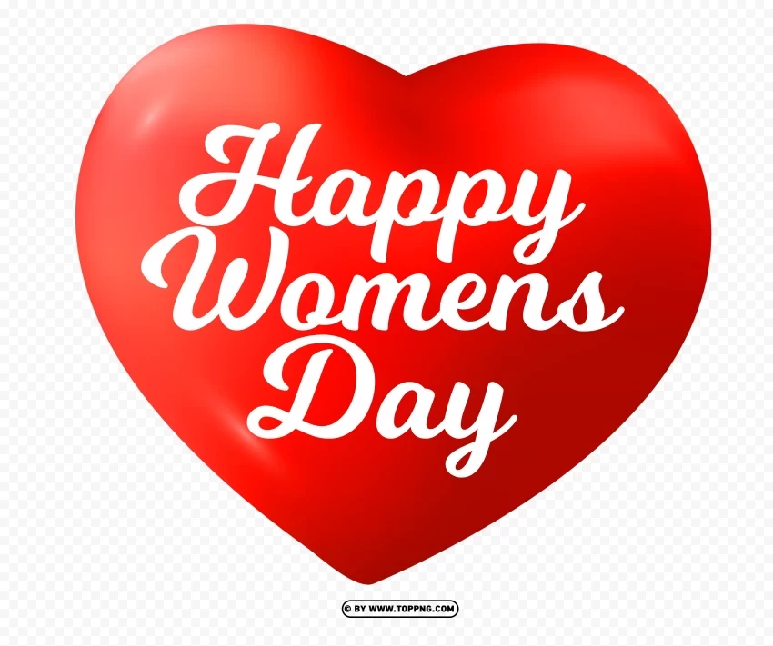Celebrate Women's Day with Heart themed Typographic PNG transparent designs