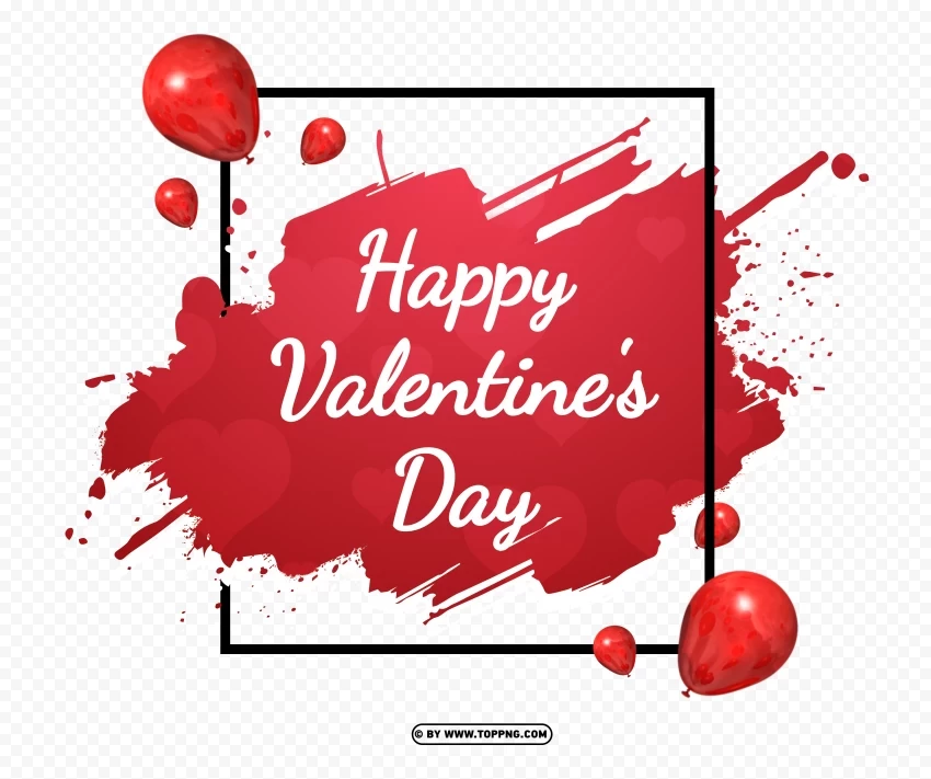 creative card happy valentines day frame with balloon Isolated Item with Transparent PNG Background