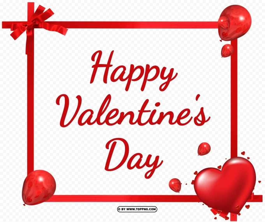 creative happy valentines day frame with ribbons Isolated Object in HighQuality Transparent PNG