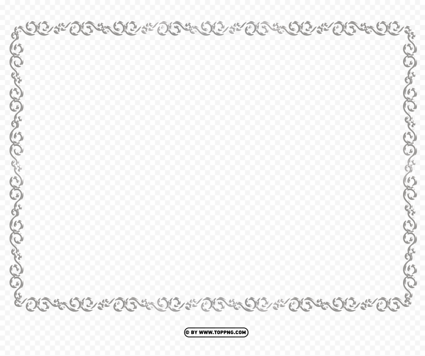 decorative frame silver border Transparent Background PNG Object Isolation