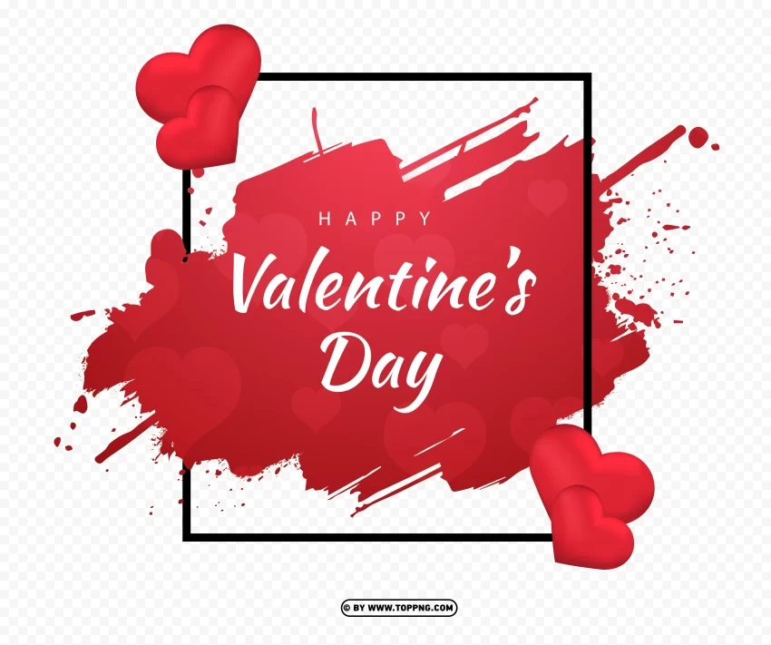 elegant happy valentines day frame card with heart Isolated Object in Transparent PNG Format - Image ID 4ad152d4