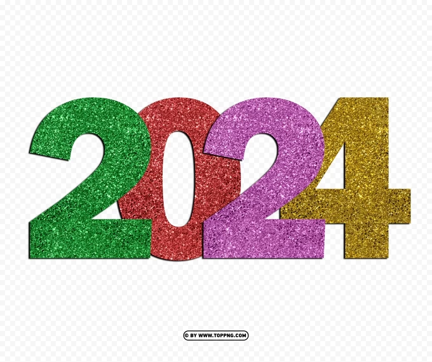  2024 glitter multicolored text hd Free PNG images with transparent backgrounds