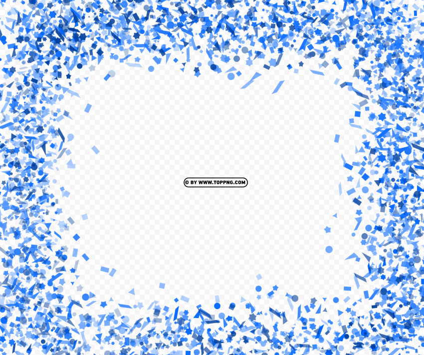 free confetti frame blue color Transparent background PNG images complete pack