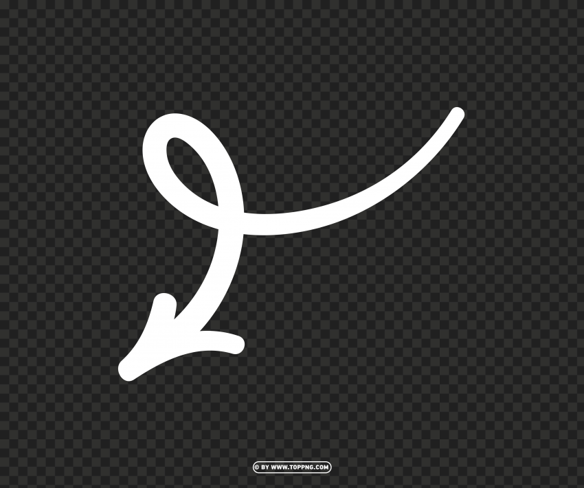 free white hand drawn arrow down left design PNG images without restrictions