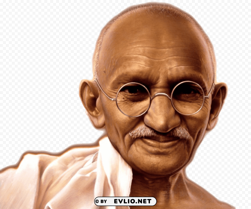 Gandhi Colour PNG Illustration Isolated On Transparent Backdrop