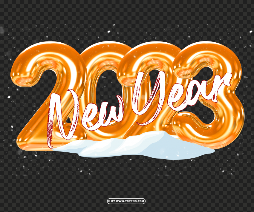 gold 2023 new year with snowy Transparent PNG Image Isolation