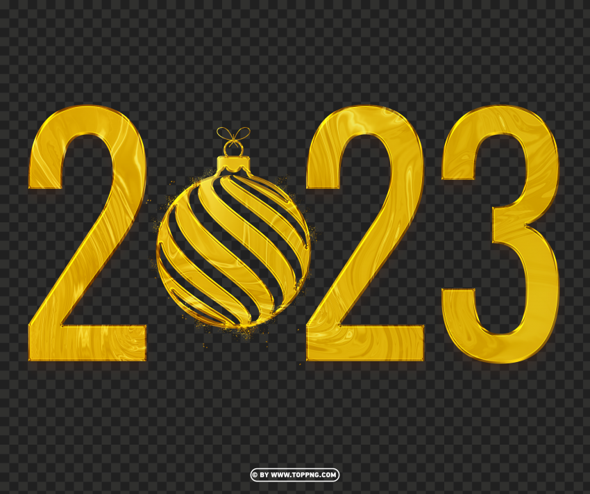 gold 2023 background with christmas ball Transparent PNG graphics complete archive - Image ID 9016deda