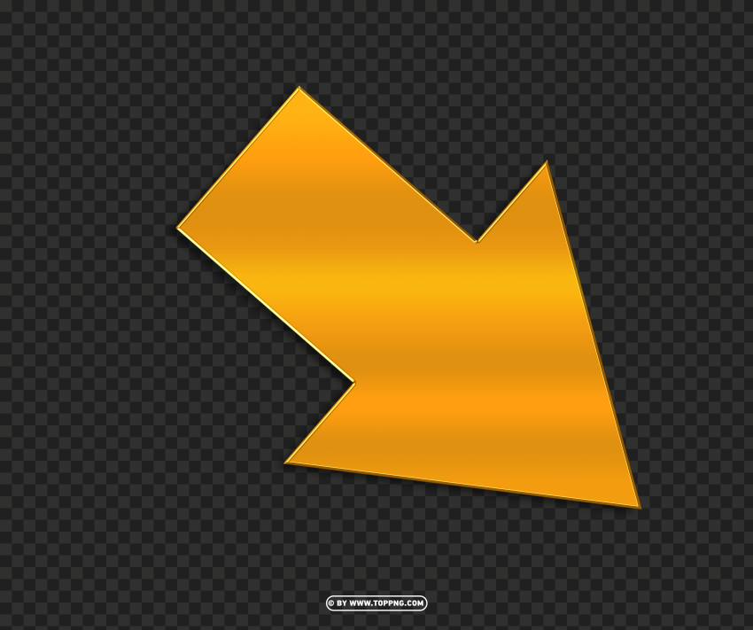 gold 3d arrow down right design PNG images with no watermark - Image ID f39b302f