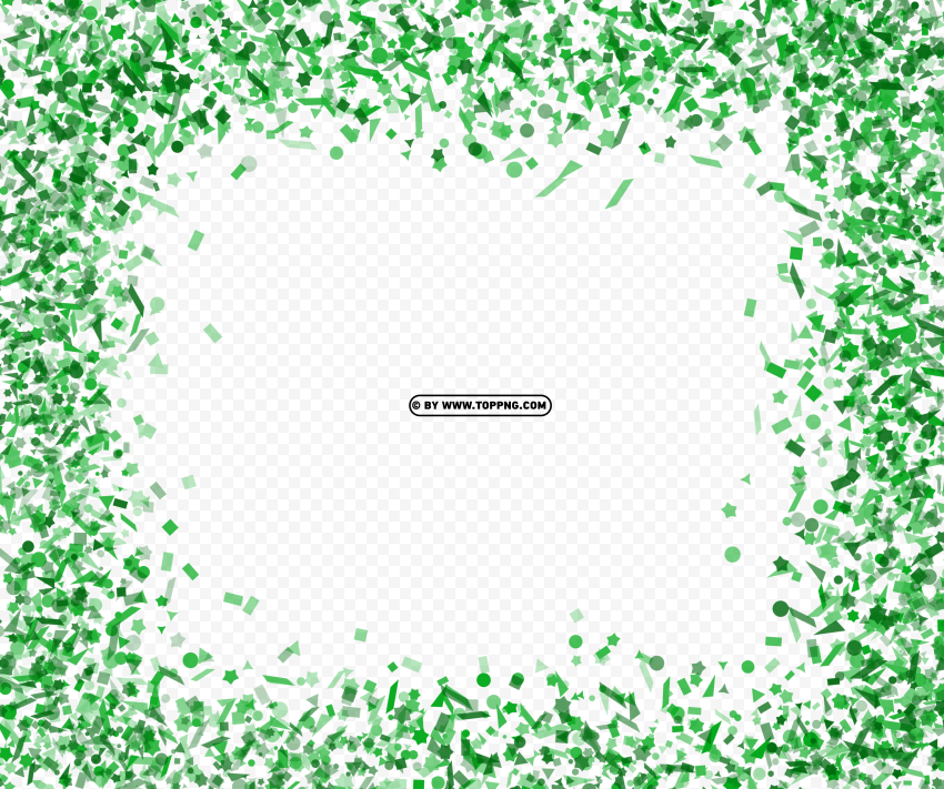 green frame confetti Transparent background PNG images comprehensive collection