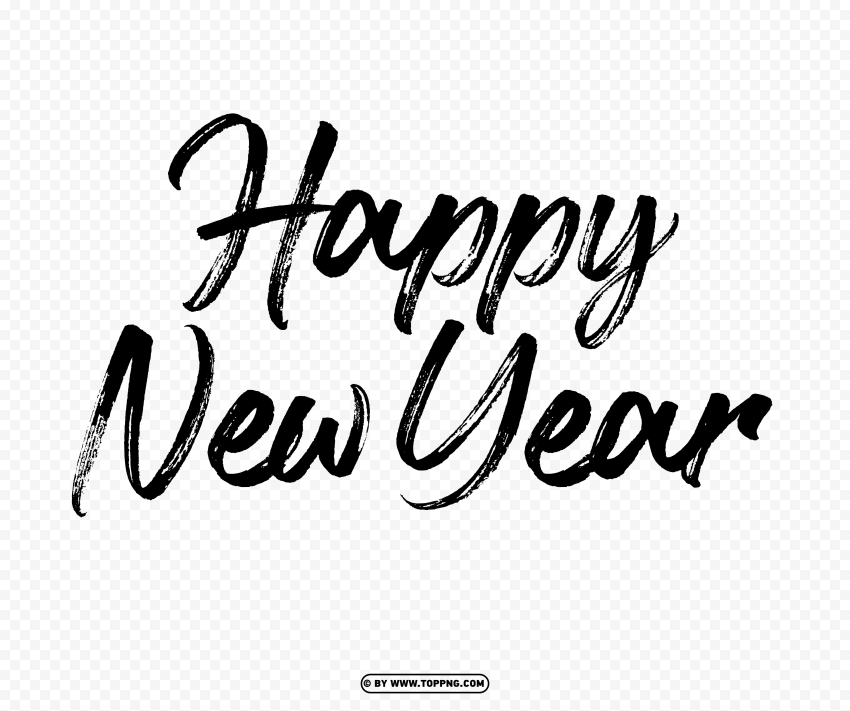 happy new year typography black text Transparent PNG image