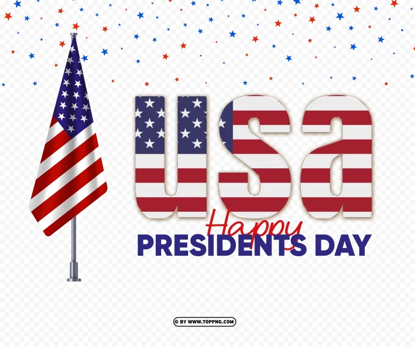 happy presidents day with usa text and american flag PNG Graphic with Clear Isolation