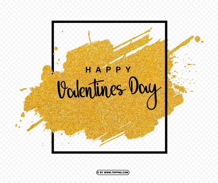happy valentines day gold splash frames hd Isolated Icon on Transparent Background PNG