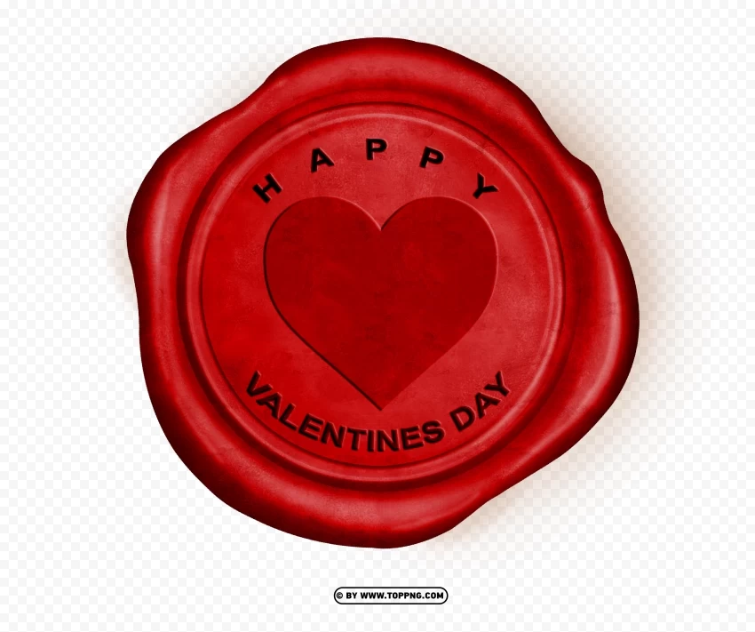happy valentines day red wax stamp image Isolated Icon in Transparent PNG Format