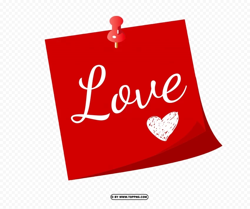 happy valentines day sticky note red with love and heart Isolated PNG Item in HighResolution