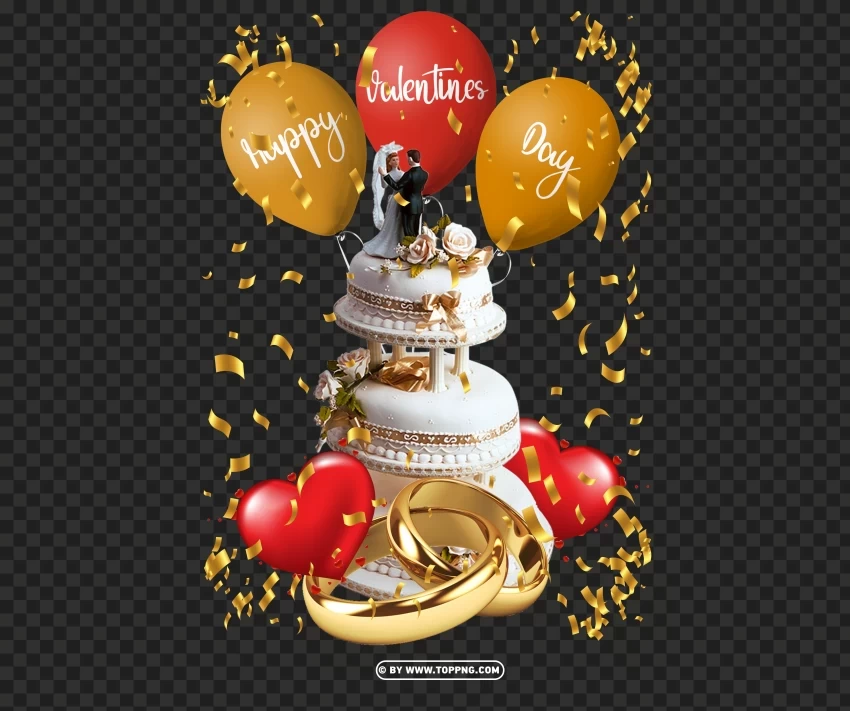 happy valentines day with wedding cake torte hd Isolated PNG Element with Clear Transparency