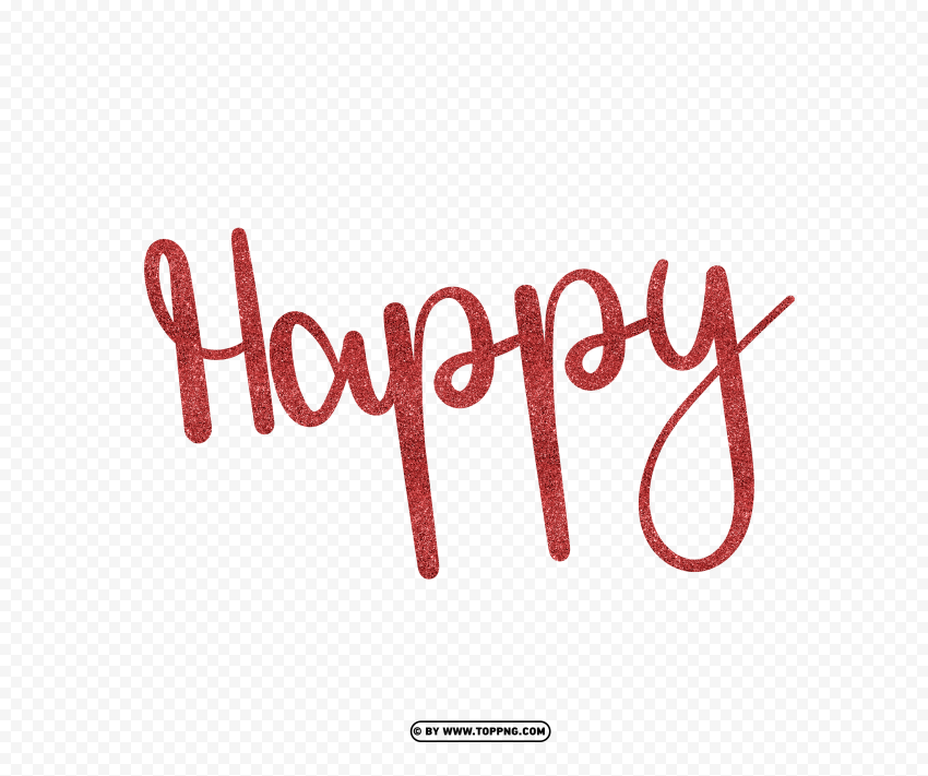 Happy Word Text With Red Glitter Effect Isolated Subject on HighQuality Transparent PNG
