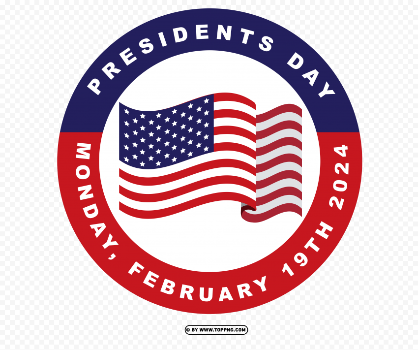 HD 2024 Presidents Day United States Of America Isolated Artwork on Transparent Background PNG