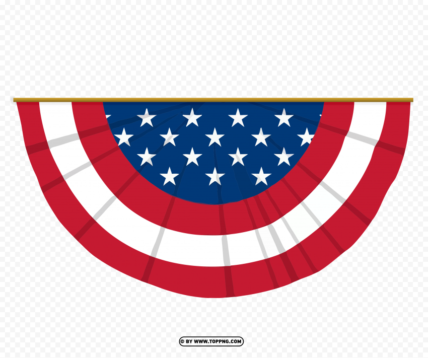 HD American Flag Bunting Semi Circle PNG Graphic Isolated on Clear Backdrop