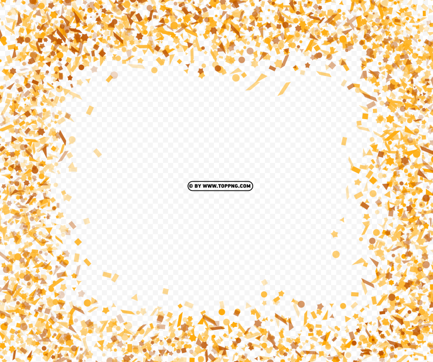 hd confetti gold elegant border frame Transparent background PNG images selection