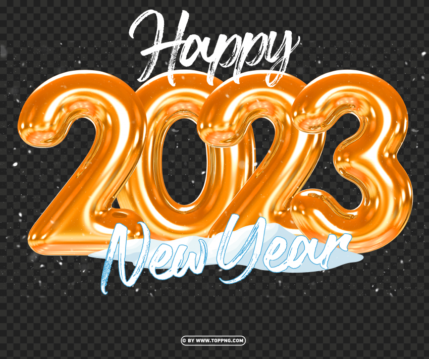 hd golden 2023 happy new year snowy design image Transparent PNG images complete library