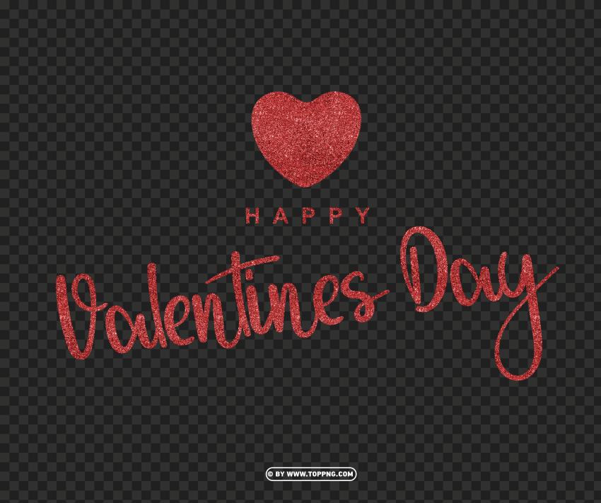 HD Happy Valentine's Day With Hearts Red Glitter Isolated Subject on HighQuality PNG