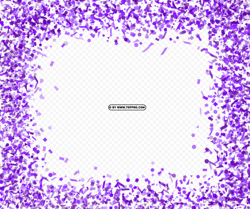 hd purple confetti frame free Transparent Background PNG Isolated Art
