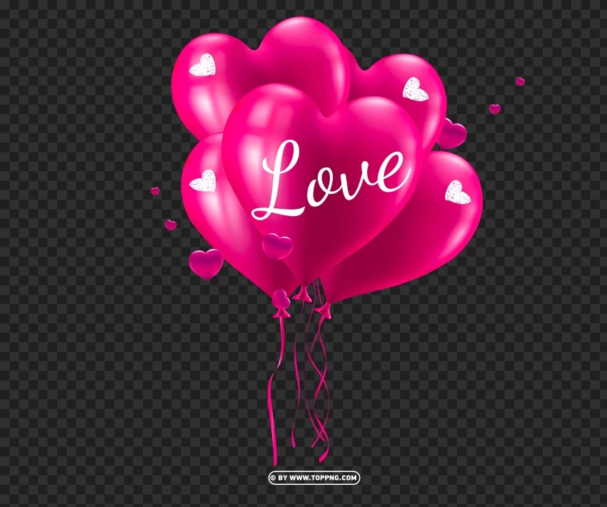 hd realistic pink heart balloons valentines day transparent PNG clear background