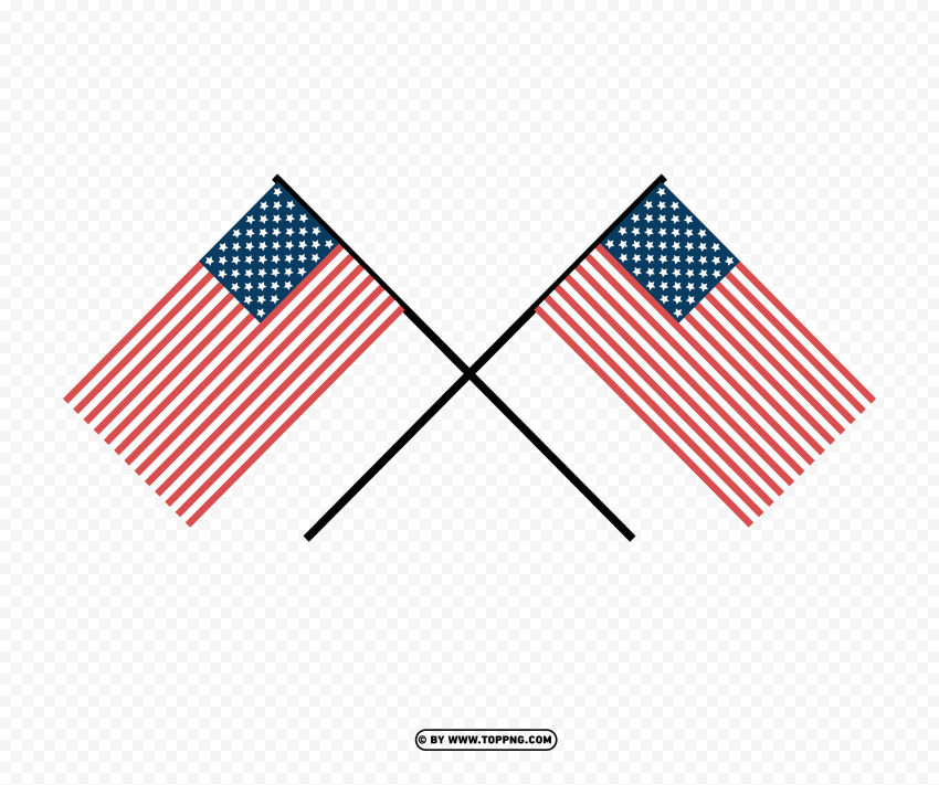 HD Two Crossed US American Flags Transparent PNG for use