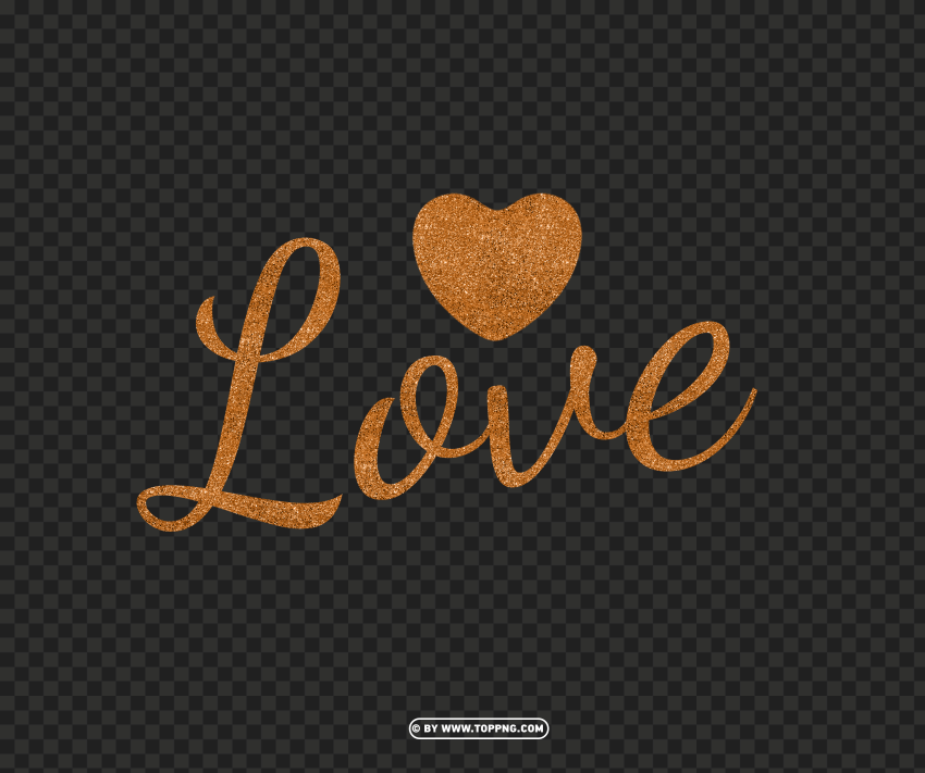 HD Valentine's Day Love You Hearts Gold Glitter Isolated Subject on Clear Background PNG