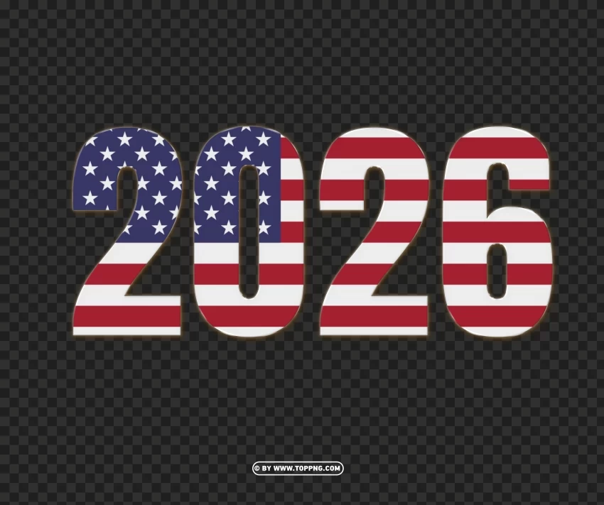 high quality 2026 usa flag text image PNG graphics with alpha transparency bundle