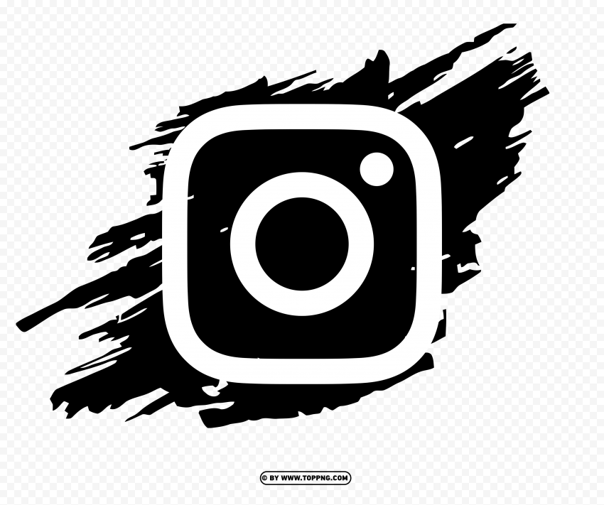 Instagram black and white logo in brush style PNG Image with Isolated Icon - Image ID e6f7972f