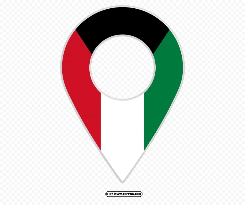 kuwait flag map marker icon in PNG Illustration Isolated on Transparent Backdrop