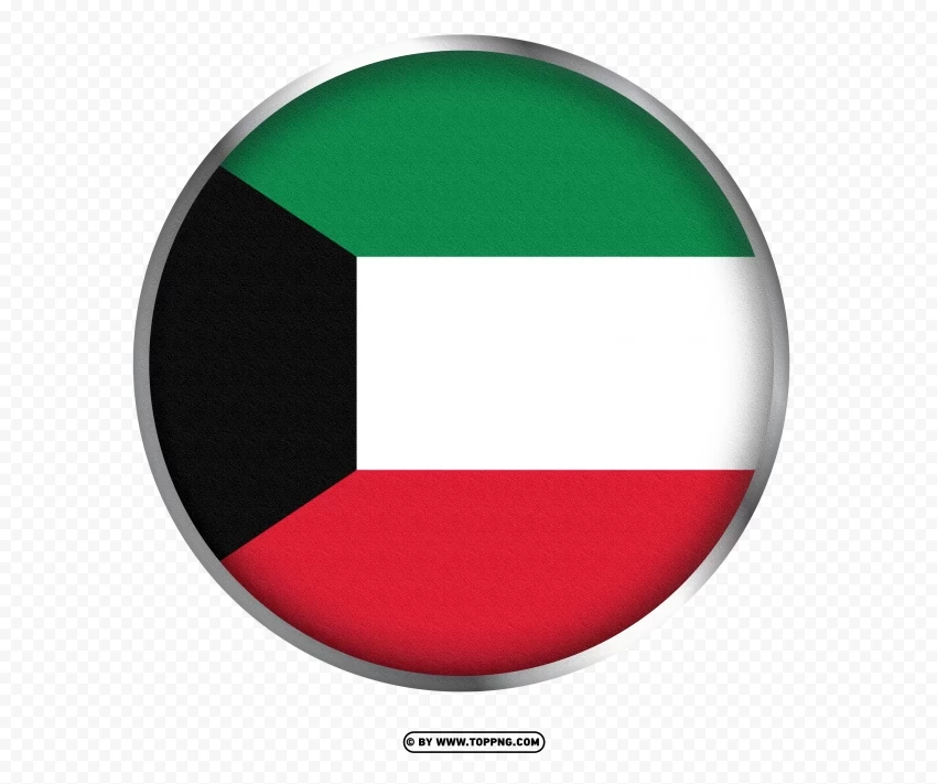 kuwait round metal framed flag icon hd PNG graphics for free - Image ID dc69b269