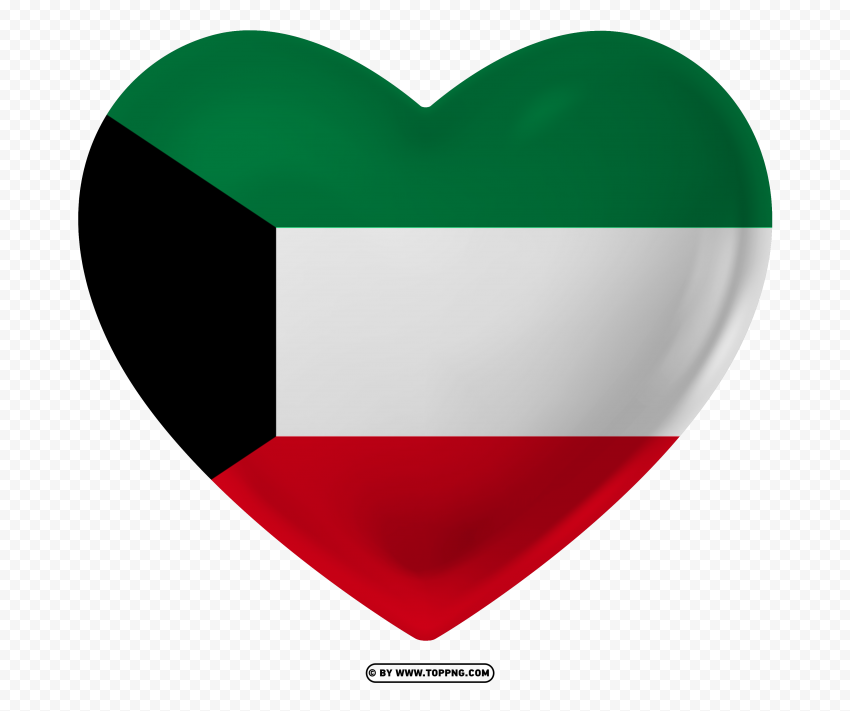 love kuwait flag 3d render heart PNG graphics with transparent backdrop