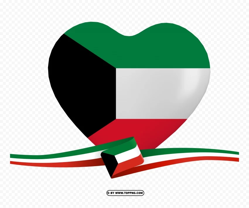 love kuwait flag symbol 3d heart flag PNG Graphic with Transparent Background Isolation