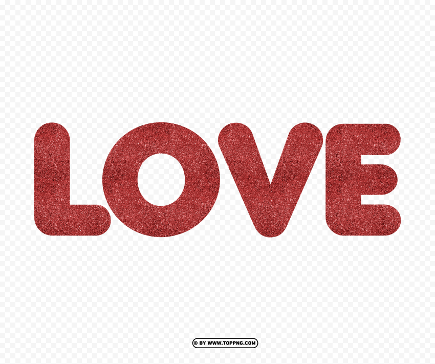 Love Red Glitter Text PNG Clipart